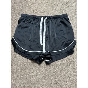 Women’s Small Stars Above Silky Black Drawstring Sleep Shorts